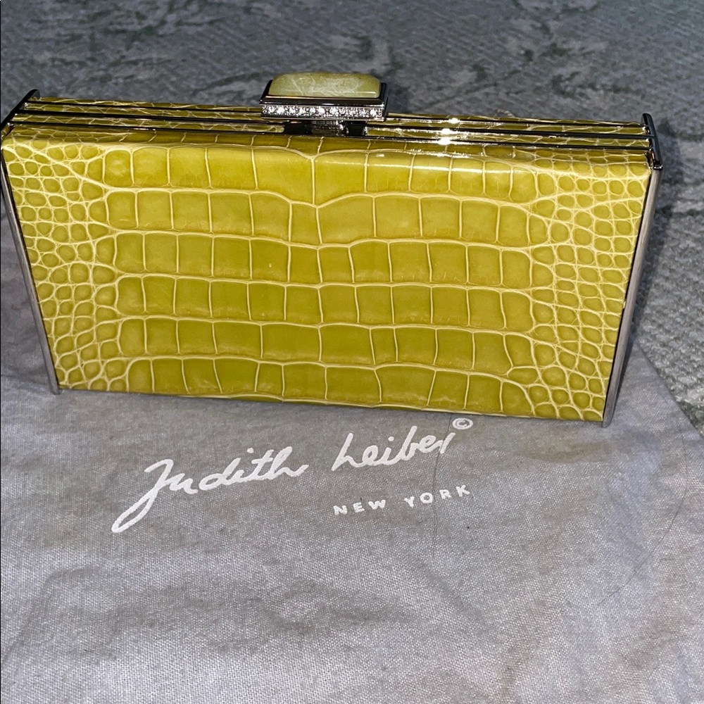 Judith Leiber Lime alligator  Minaudière Clutch